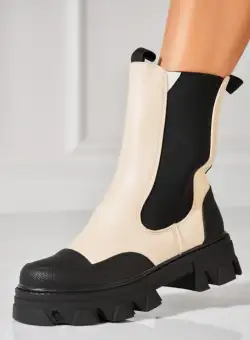 Ghete Dama Imblanite Bej din Piele Ecologica Jezelle