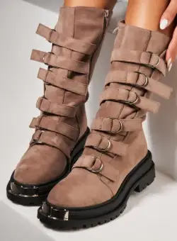 Ghete Dama Imblanite Camel din Piele Ecologica Intoarsa Wynter2