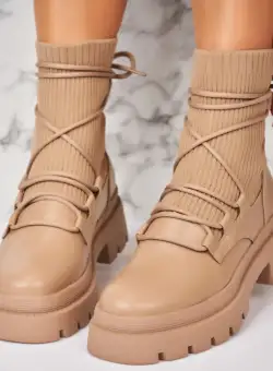 Ghete Dama Imblanite Kaki din Piele Ecologica Amathea