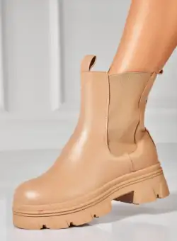 Ghete Dama Imblanite Kaki din Piele Ecologica Milany