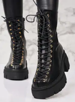 Ghete Dama Imblanite Negre din Piele Ecologica Dayva2