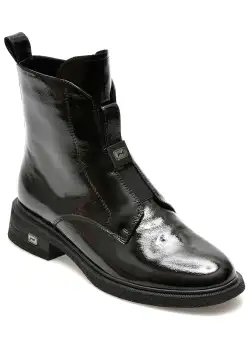 Ghete EPICA negre, 1F3697, din piele naturala lacuita