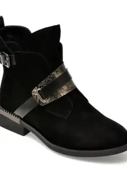 Ghete FLAVIA PASSINI negre, W223, din piele intoarsa