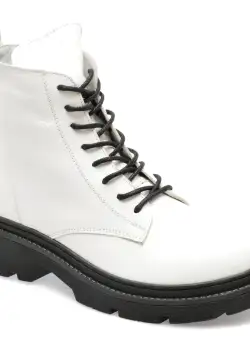 Ghete GLORIA albe, 56203, din piele naturala