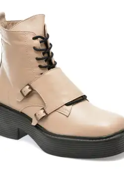 Ghete GLORIA gri, 3513, din piele naturala