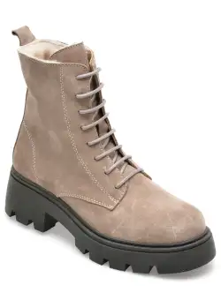 Ghete QUSHELI gri, 36301, din piele intoarsa