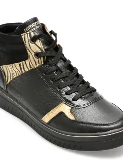 Ghete REMONTE negre, D0J71, din piele naturala