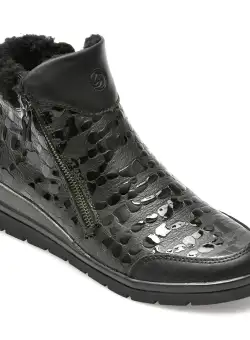 Ghete REMONTE negre, R0775, din piele naturala
