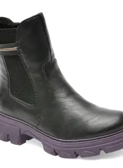 Ghete RIEKER negre, 74690, din piele ecologica