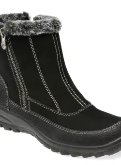 Ghete RIEKER negre, L7173, din piele intoarsa