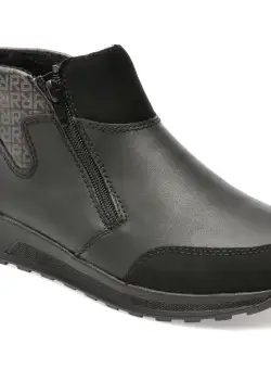 Ghete RIEKER negre, N1452, din piele naturala