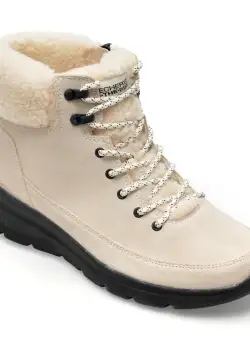 Ghete SKECHERS albe, GLACIAL ULTRA, din piele intoarsa