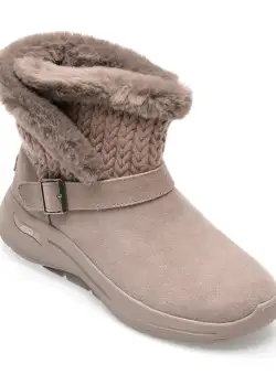 Ghete SKECHERS gri, GO WALK ARCH FIT BOOT, din piele intoarsa