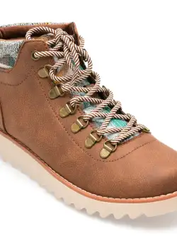 Ghete SKECHERS maro, MOUNTAIN KISS, din piele ecologica