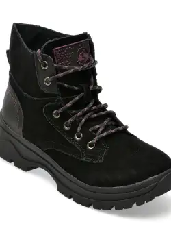 Ghete SKECHERS negre, BOBS BROADIES, din piele intoarsa