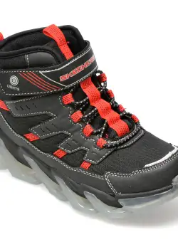 Ghete SKECHERS negre, MEGA-SURGE, din piele ecologica