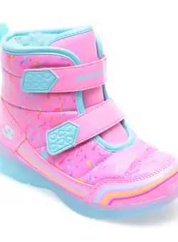 Ghete SKECHERS roz, ILLUMI-BRIGHTS, din piele ecologica