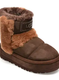 Ghete UGG maro, 1144046, din piele intoarsa
