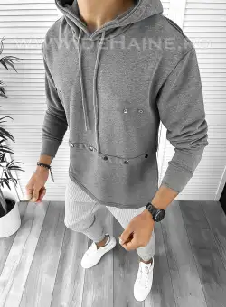 Hanorac barbati slim fit gri 2652 I10-1