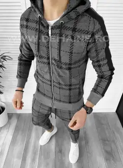 Hanorac barbati slim fit gri K420 I14-3