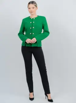 Jacheta dama verde din stofa tesuta