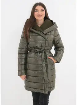 Jacheta lunga olive cu guler amplu