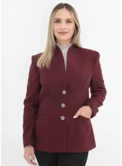 Jacheta scurta din stofa bordo