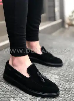 Mocasini barbati negri cu ciucuri B2019 