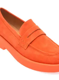 Mocasini casual EPICA portocalii, 1336, din piele intoarsa