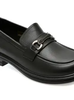 Mocasini casual IMAGE negri, 3709801, din piele naturala