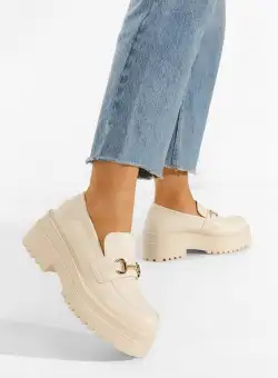 Mocasini cu talpa groasa bej Meada