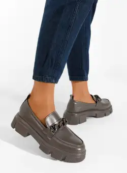 Mocasini cu talpa groasa Larita gri