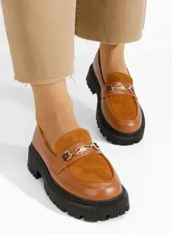 Mocasini cu talpa groasa Shelia camel