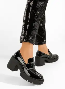 Mocasini cu toc Domira V2 negri