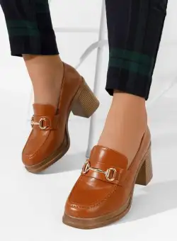 Mocasini cu toc Herra camel