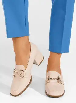 Mocasini cu toc Ixea bej