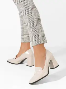 Mocasini cu toc Vallery bej