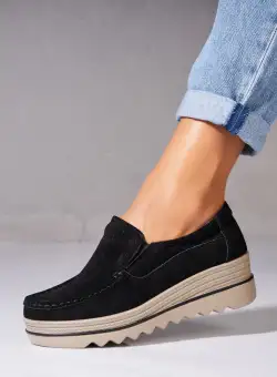 Mocasini dama Piele Naturala Intoarsa Negri Sulma