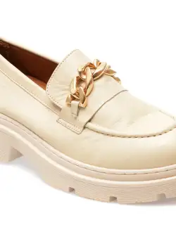 Mocasini GLORIA bej, 56206, din piele naturala