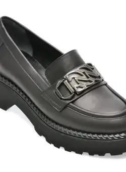 Mocasini IMAGE negri, 381720, din piele naturala