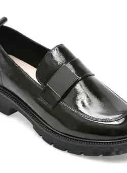 Mocasini IMAGE negri, X400007, din piele naturala lacuita