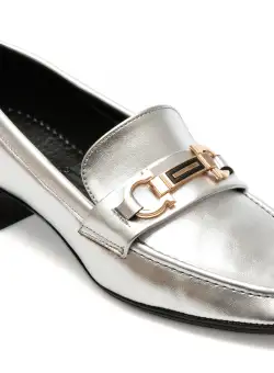 Mocasini PESETTO argintii, 3672396, din piele ecologica