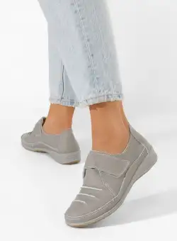 Mocasini piele naturala Amera gri