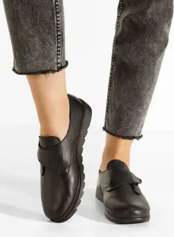 Mocasini piele naturala Asti negri