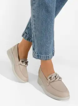 Mocasini piele naturala Leslie bej