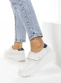 Mocasini piele naturala Ocena Albi