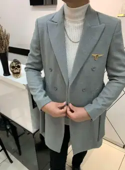 Palton barbati gri deschis B7575 123-3 