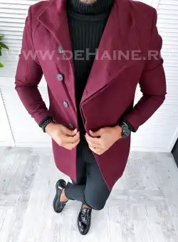 Palton barbati toamna slim fit grena 9694 128-3.4