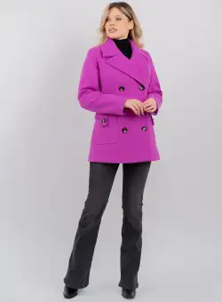 Palton fucsia cambrata cu buzunare laterale