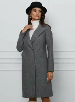 Palton Leonard Collection gri cu dungi in zig-zag
